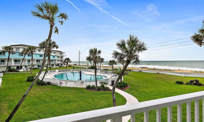 Flagler Beach Condo | Oceanfront Oasis: Enjoy Outdoor Patios & Scenic Balconies