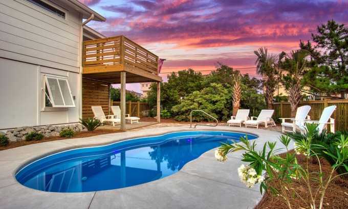 Surf City House | Ocean View Retreat with Private Pool and Beach Access