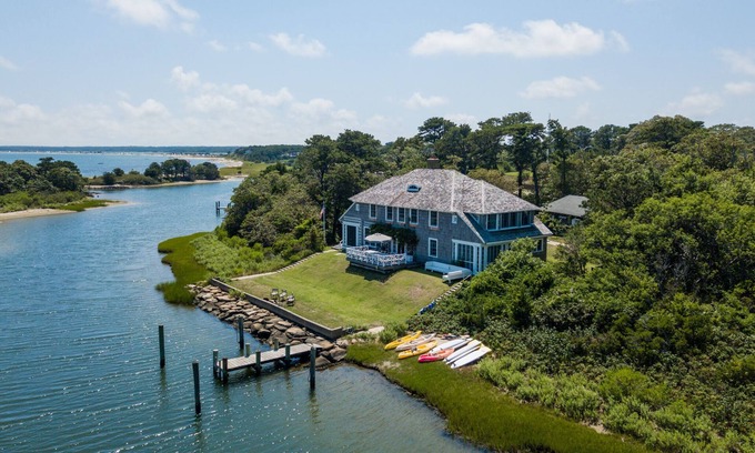 Oak Bluffs House | Oceanfront Retreat with Private Dock & Exclusive Beach Access