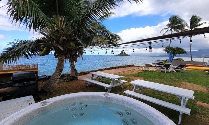 Kaneohe House | Oceanfront Paradise at Kualoa with Pool and Spa Access