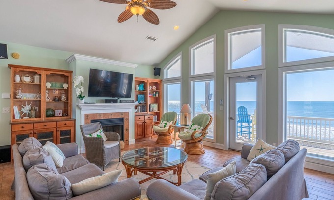 Surf City House | Oceanfront Estate with Pool, Hot Tub & Chef's Kitchen Awaits