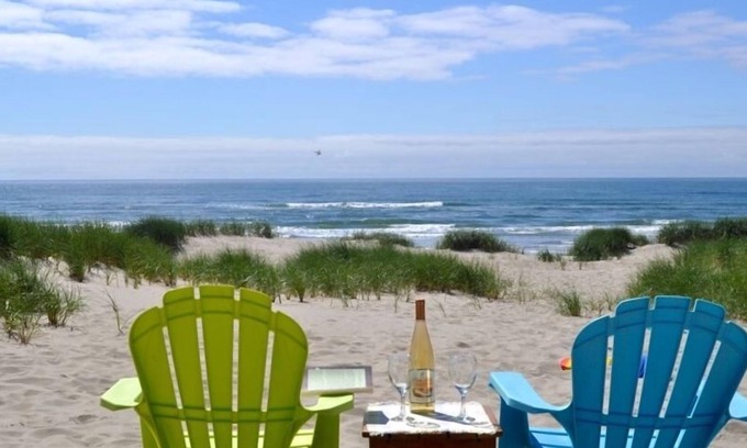 Bayshore House | Oceanfront Escape with Fireplace, Hot Tub & Pet Friendly
