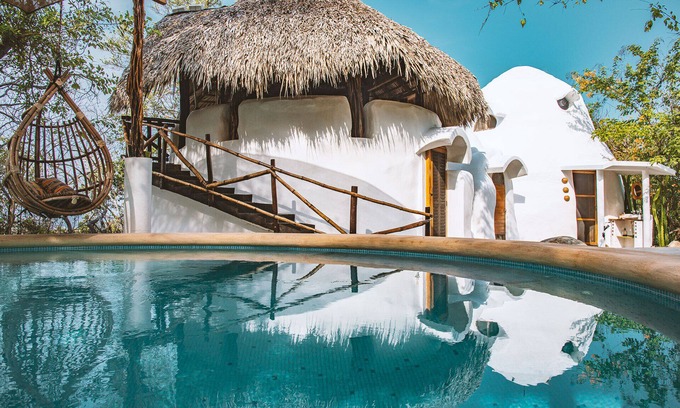 El Cacalote House | Oceanfront OffGrid SuperAbode Domes with Pool & Restaurant
