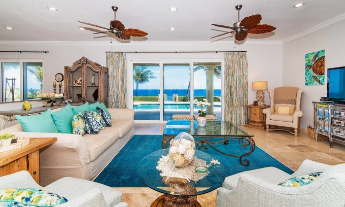 Bodden Town House | On The Rocks: Beachfront Estate with Pool & Ocean Views