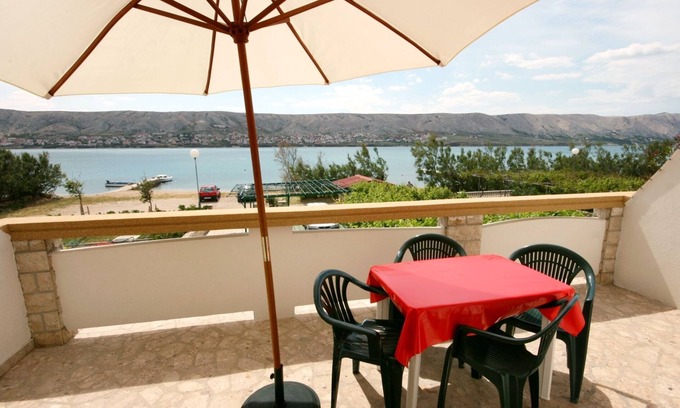 Pag Apartment | Oceanview One Bedroom Apartment Steps from Pag Beach