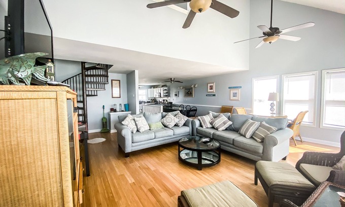 North Topsail Beach House | Spacious Island Retreat with Oceanfront Access & Pet Friendly