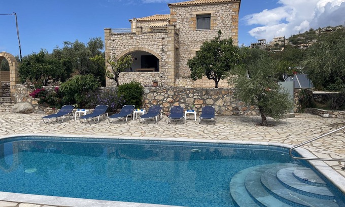 Lefktron Villa | Idyllic Greek Home with Private Pool and Ocean Views