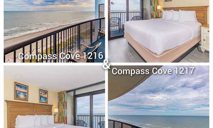 Myrtle Beach Condo | Oversized 6BR Multi-Unit Suite-Oceanfront Compass Cove 1216 and 1217