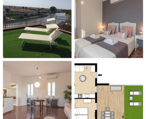 Codigoro Apartment | Riverside Retreat: Palazzo Spada with Scenic Terrace Views