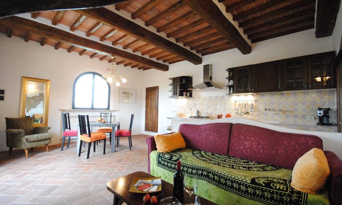 Radicondoli Apartment | Panoramic Apartment with Pool and Garden Near Old Town