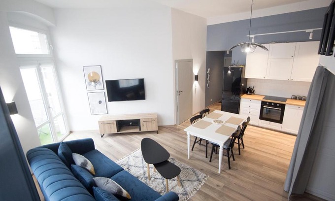 Gliwice Apartment | Family-Friendly Retreat with Panoramic Terrace, Steps from Square