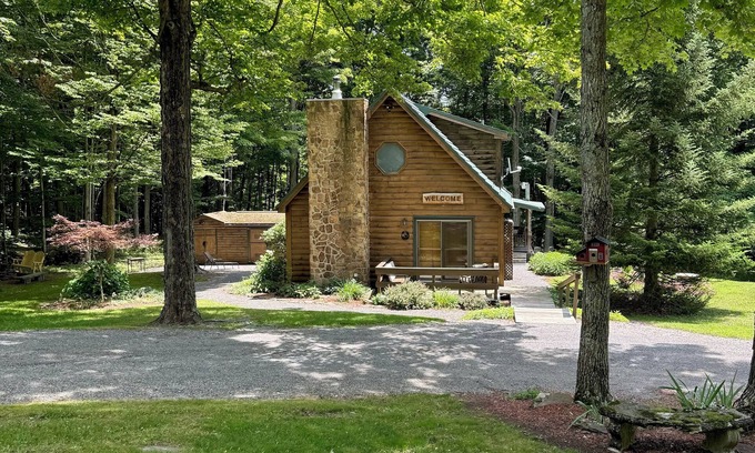 Dushore Cabin | Serene Hillside Cabin with Koi Pond & Pet-Friendly Amenities