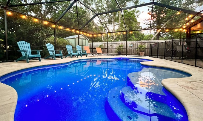 Gulfport House | Peach Hideaway: Pet-Friendly Retreat with Heated Pool