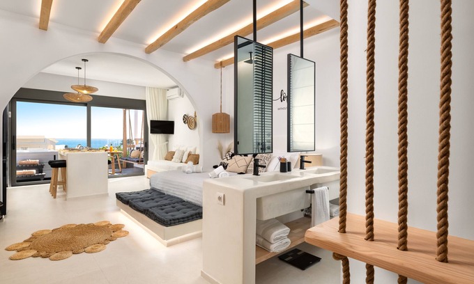 Pefkos Apartment | Pefkos Allure Suites: Oceanfront Escape with Jacuzzi