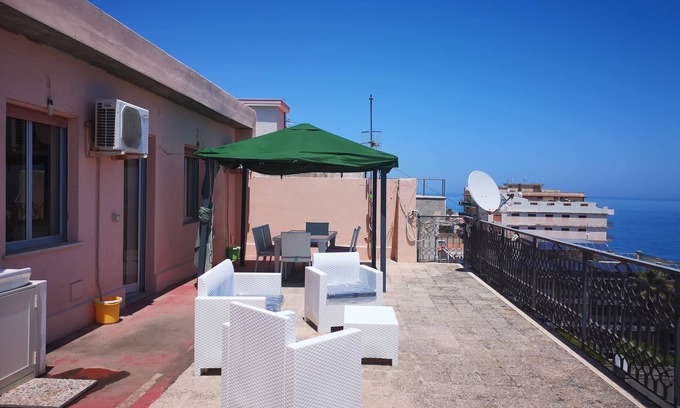 Santa Teresa di Riva Apartment | Exclusive Penthouse Suite with Ocean View Near Taormina