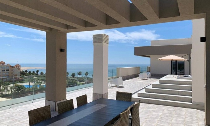 Ayamonte Apartment | Oceanfront Penthouse with Spacious Terrace & Spa Amenities