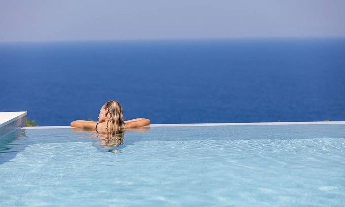 Atsipópoulon Villa | Exquisite Villa with Heated Pool, Sea Views & Playground