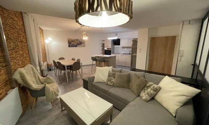 Voiron Apartment | Modern Comfort at Petit Bois with Family-Friendly Dining