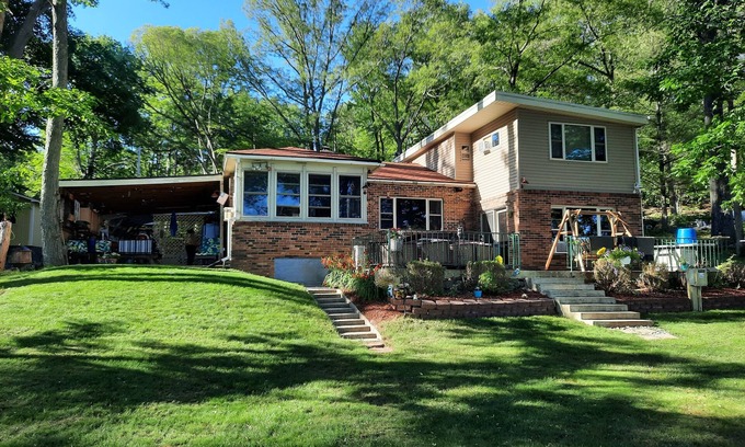 Newaygo House | Idyllic Pickerel Lake Place with Pool and Scenic Views