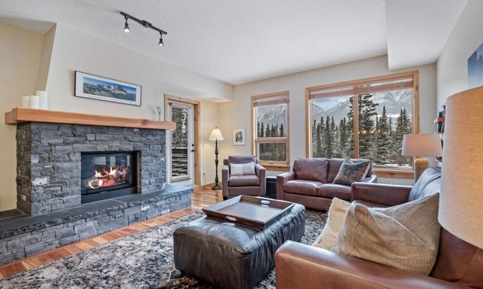 Canmore Condo | Prime Location with Mountain Views & Inviting Hot Tub