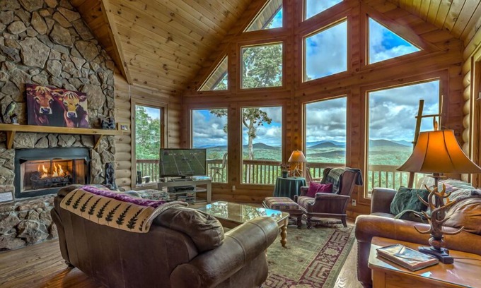 My Mountain Cabin | Plane View at Mountain View: Pet Friendly with Hot Tub & Pool