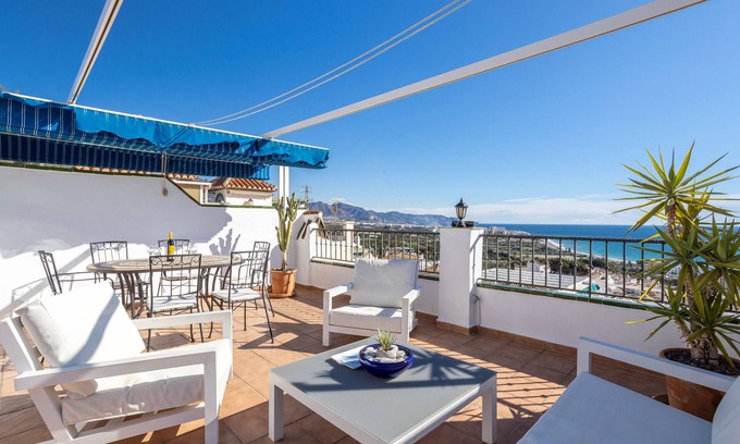 Nerja Villa | Indulge at Plaza Cadiz 4 with Oceanfront Views