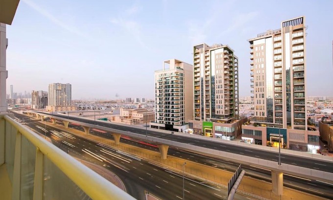 Dubai Apartment | Modern Retreat: Vibrant 1 BR Home in Furjan with Pool