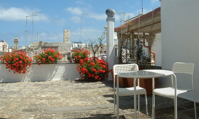 Polignano a Mare House | Polignano a Mare: Red Flowers House with Ocean Views