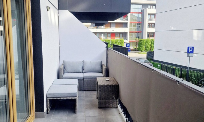 Krakow Apartment | Bright Rydlowka Apartment with Huge Balcony & Kitchen