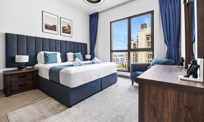 Umm Suqeim 3 Apartment | Inviting Poolside Retreat with Burj Al Arab Views
