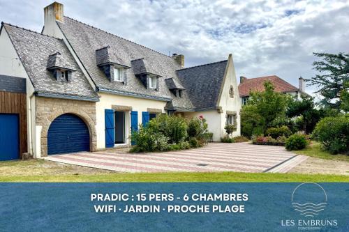Etel House | Pradic 15 personnes , Cheminée , Jardin , Plage à pied