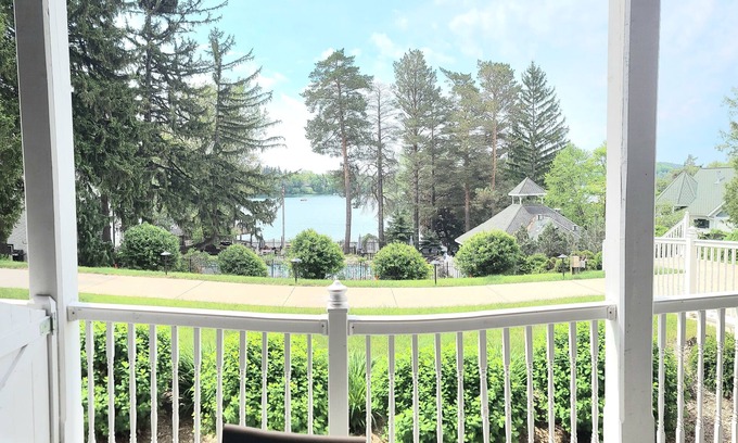 Elkhart Lake Condo | Scenic Patio Overlooking Elkhart Lake - Steps to Dining!