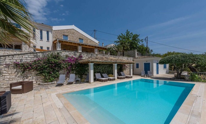 Barbati Villa | Prestige Villas: Renovated Haven with Pool & Ocean Views