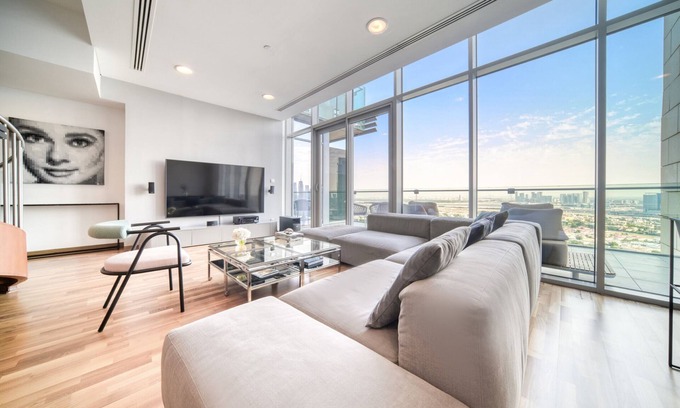 Bur Dubai Apartment | Elegant DIFC Duplex with Iconic Skyline and Pool Access