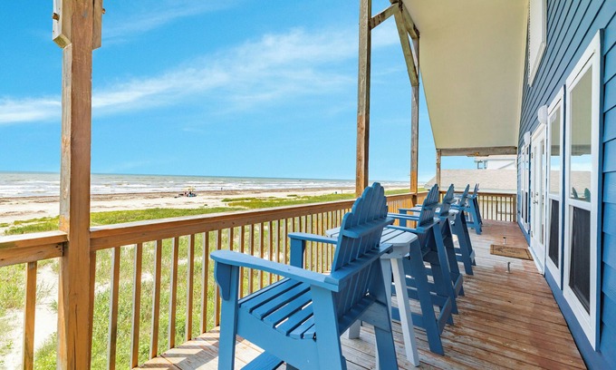 Galveston House | Beachfront Haven: Open Plan Home Steps from Sand & Surf