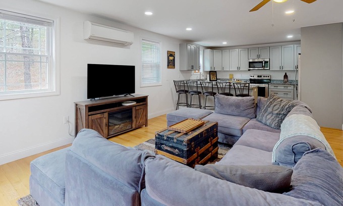 Brownfield House | Private, dog-friendly retreat with a game room, firepit, grill, jetted tub, & AC