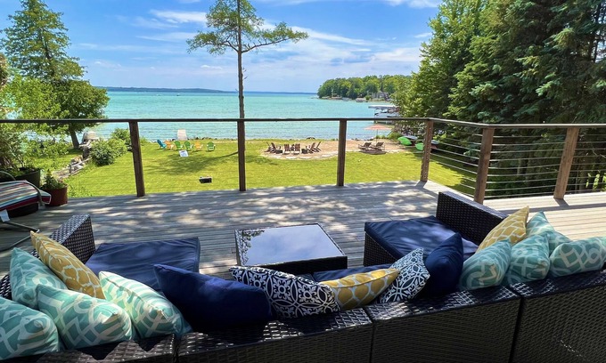 Kewadin Cottage | Idyllic Elk Lake Cottage with Pool & Ocean Views