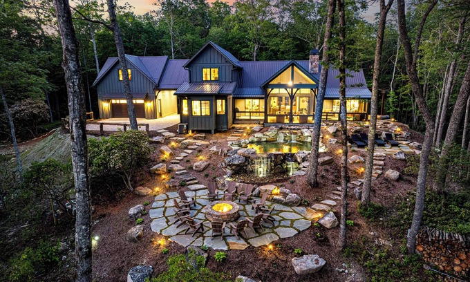Cashiers House | Exquisite Private Falls: Hiking, Sauna & Chef's Kitchen