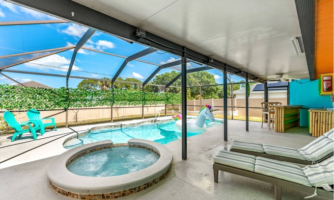 Palm Bay House | Inviting Florida Home with Private Pool and Hot Tub Retreat