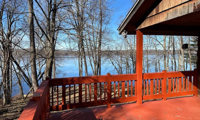 Paupack House | Secluded Lakefront Ranch with Sunset Views in PA