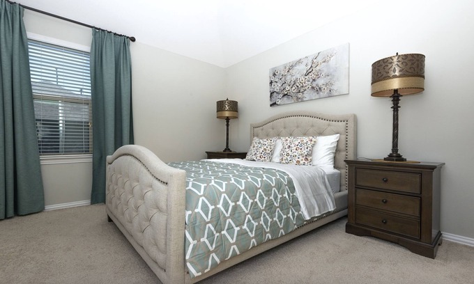 College Park Apartment | Private Gated Retreat: 2BR with Spa and Free Parking