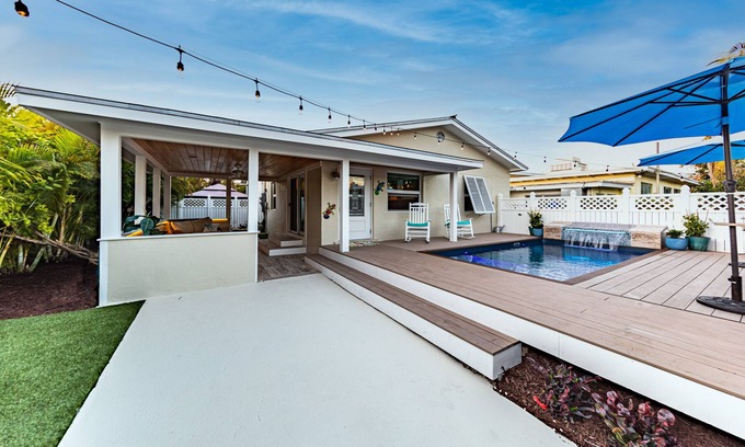 New Town House | Ideal Escape with Heated Waterfall Pool and Ocean Views