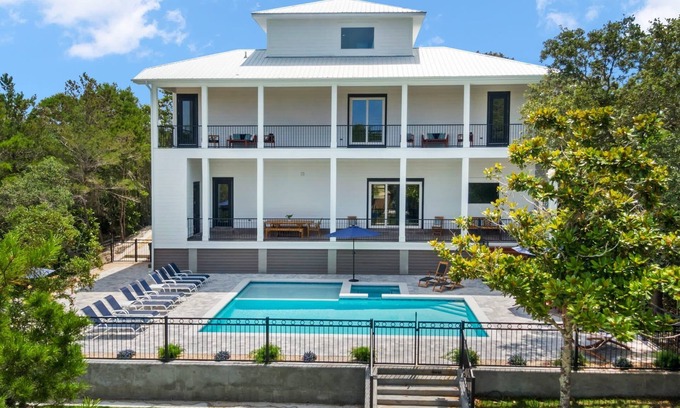 Gulf Pines House | Elegant Retreat with Private Pool, Spa & Steps to Beach