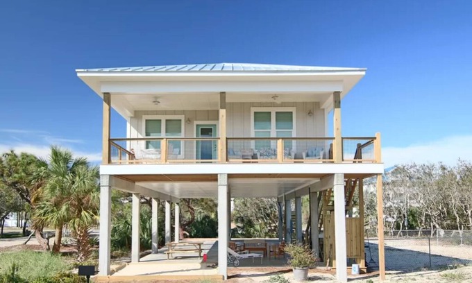 St. George Island House | Pet-Friendly Escape with Pool, Steps from the Beach!