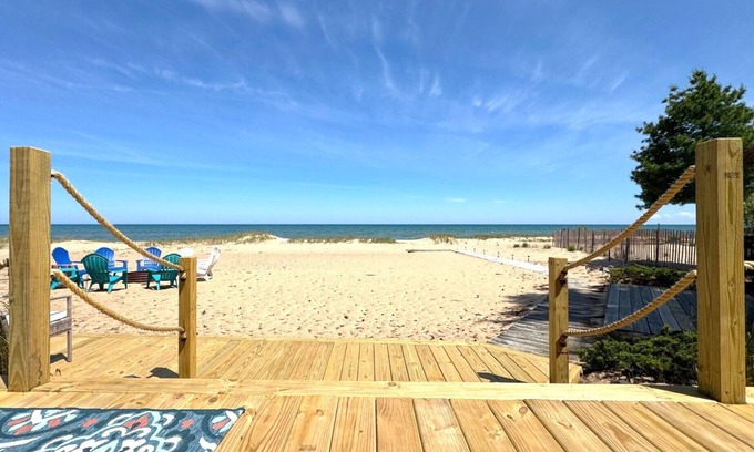 Northeastern Michigan Ski Chalet | Beachfront Retreat with Game Room & Ocean Views