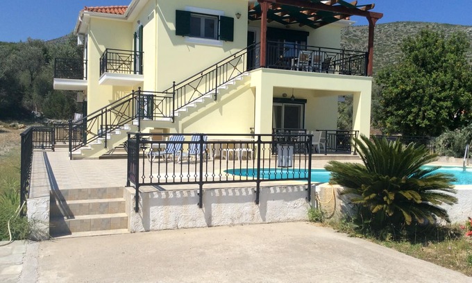 Psili Ammos Villa | Private Villa Steps from Sandy Beach with Ocean Views