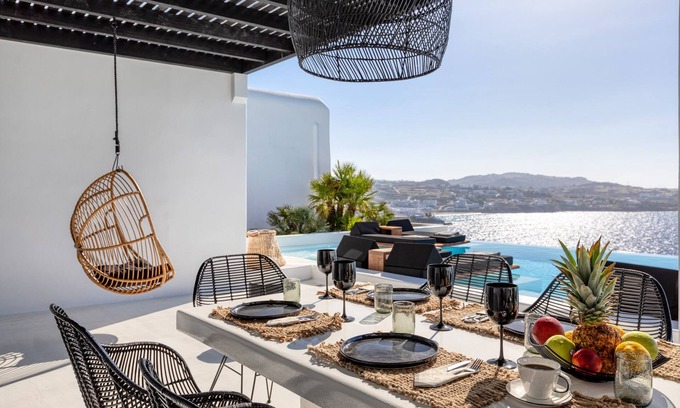 Psarou Villa | Experience Psarou Black Villa II with Oceanfront Views