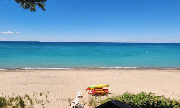 Leland House | Lake Michigan Cottage Retreat with Ocean View & Family Amenities