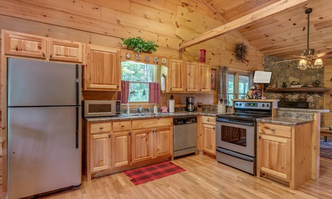 Morganton Cabin | Tranquil Wooded Retreat with Outdoor Fireplace & Spa