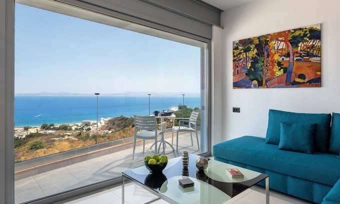 Petaloudes Apartment | Indulge in Rhodes Skyline Suite with Jacuzzi and Sea View